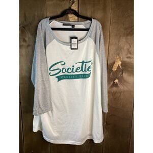 Societie Graphic 3/4 Tee SHIRT Ivory/gray Size 16 Women’s